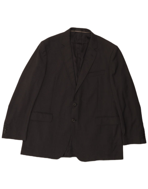 MARKS & SPENCER Veste blazer à 2 boutons pour homme UK 38 Noir moyen à fines rayures
