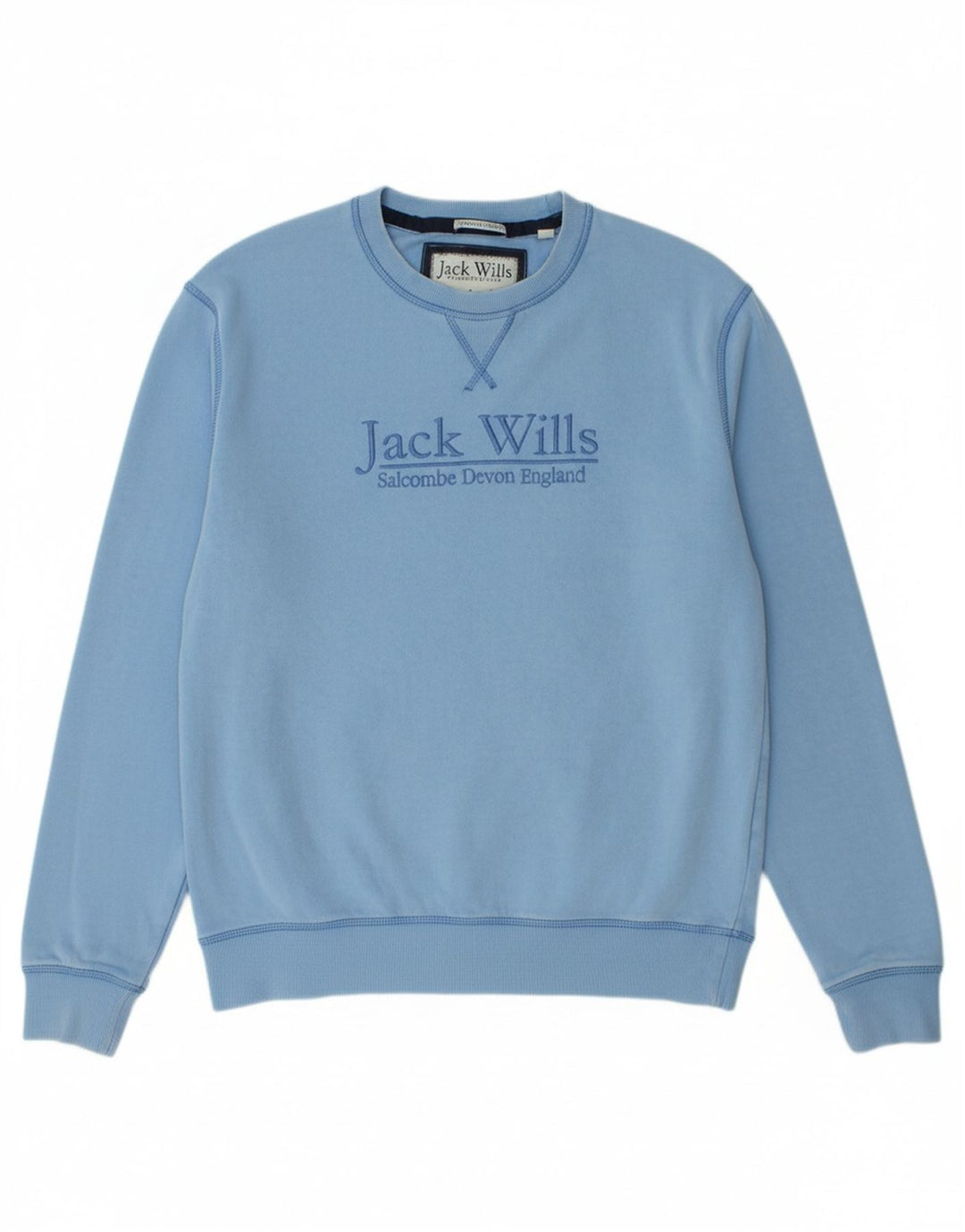 JACK WILLS Mens Graphic Sweatshirt Jumper Medium Blue Cotton