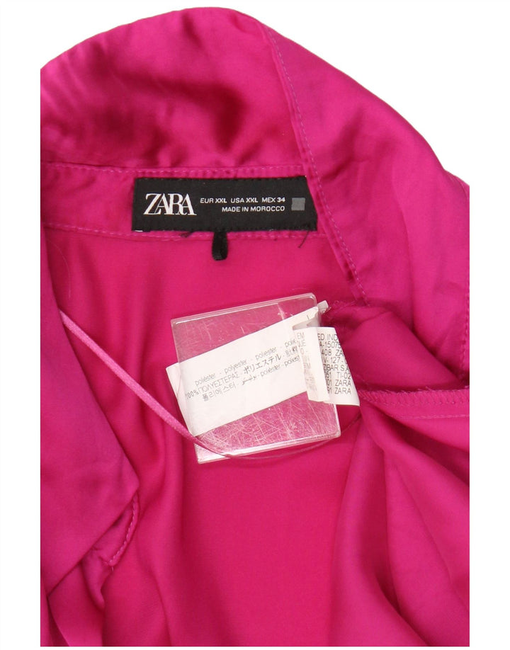 Zara Chemise Chemisier Femme UK 20 2XL Rose Polyester