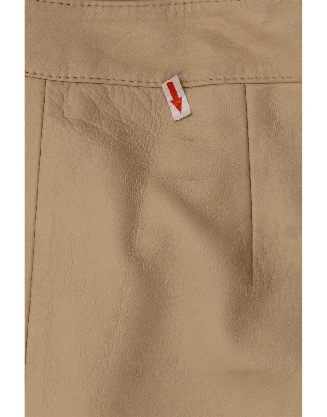 jupe en cuir femme vintage UK 12 Medium W28 Beige