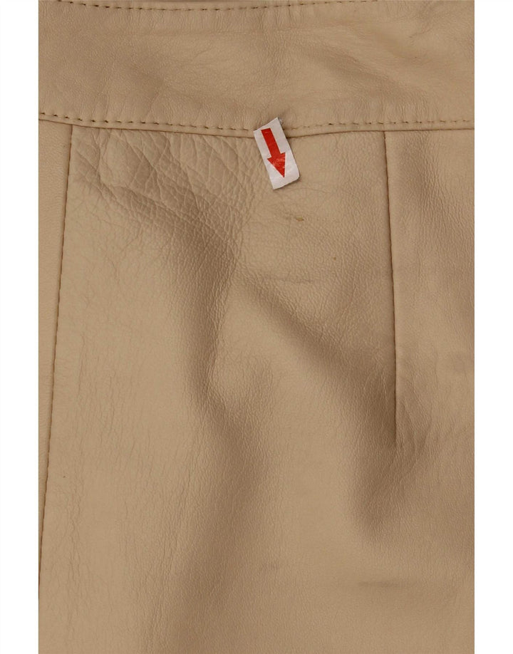 jupe en cuir femme vintage UK 12 Medium W28 Beige
