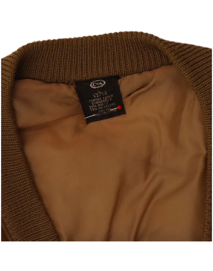 C&A Pull Cardigan en Daim pour Homme EU 52/54 Grand Cuir Marron