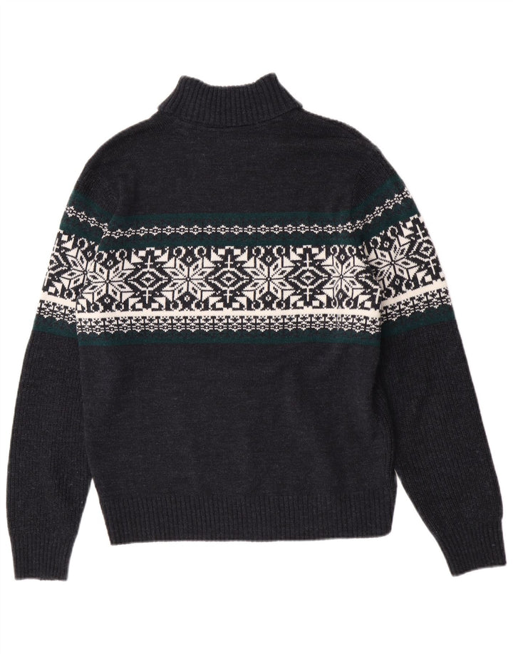 Canda Pull Col Roulé Homme Bleu Marine Moyen Fair Isle Acrylique