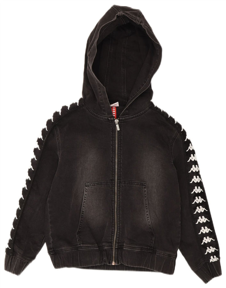 Kappa Veste en jean à capuche graphique pour garçon 7-8 ans Gris