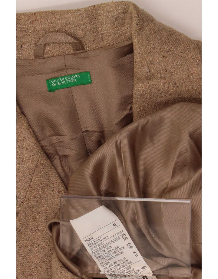 Benetton Veste blazer à 3 boutons pour femme IT 44 Beige moyen Polyester