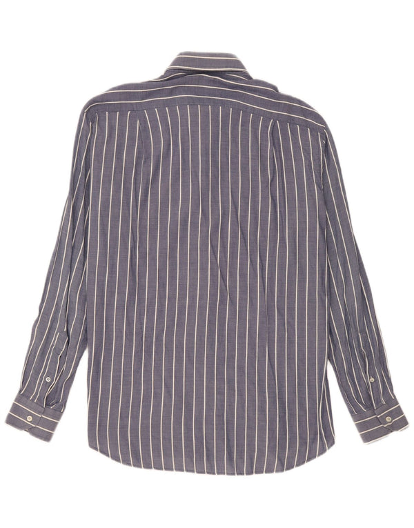 Roccobarocco Chemise homme Taille 40 15 3/4 Coton à fines rayures bleu marine moyen