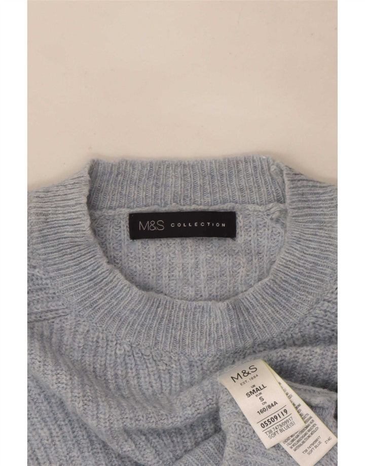 Marks & Spencer Pull surdimensionné à col rond pour femme UK 10 Petit Bleu