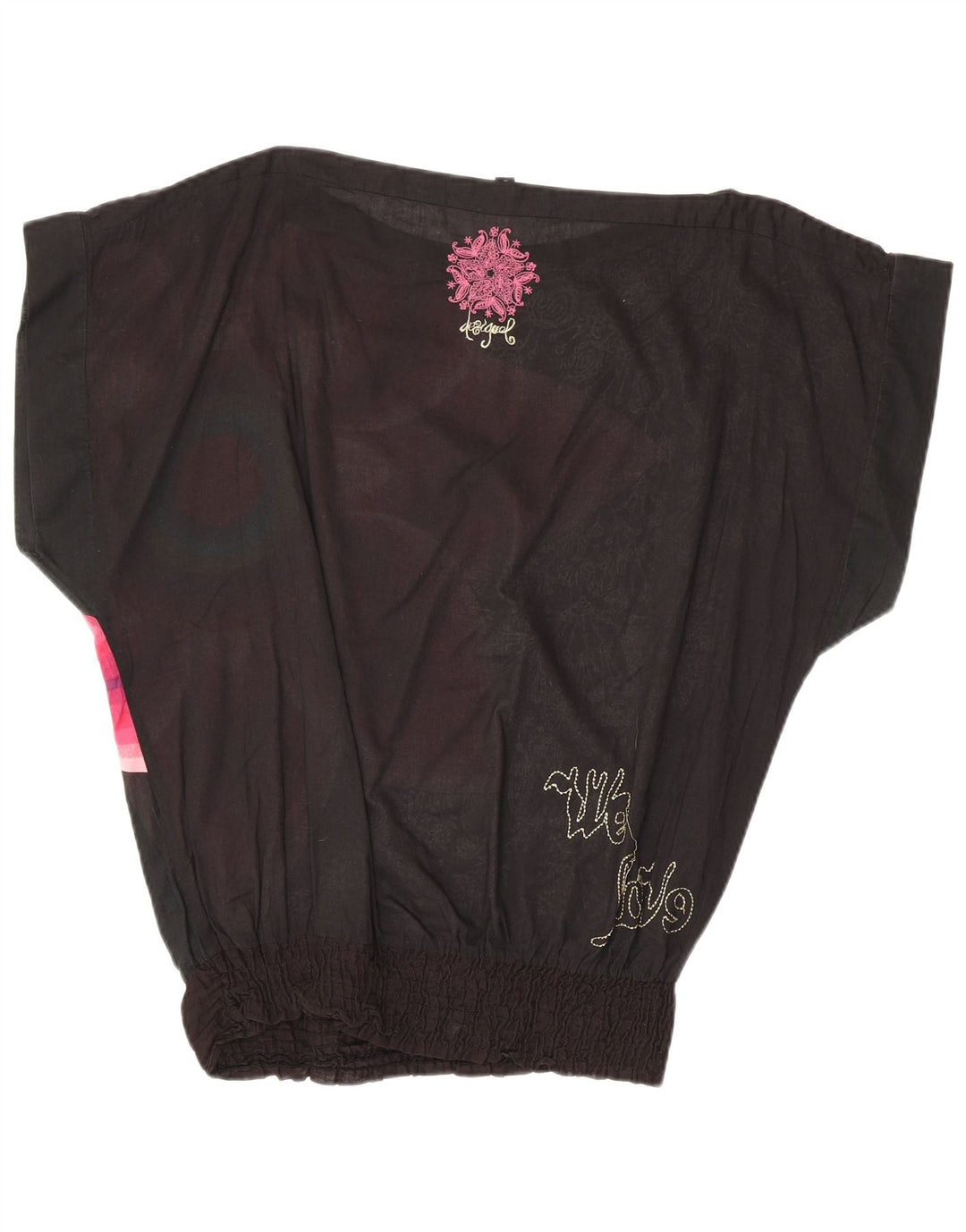 Desigual Chemisier transparent surdimensionné pour femme UK 16 Grand Noir Floral