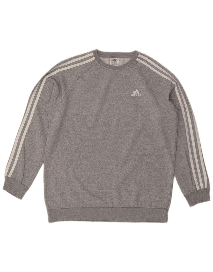 ADIDAS Sweat-shirt surdimensionné pour femme UK 8/10 Petit gris moucheté