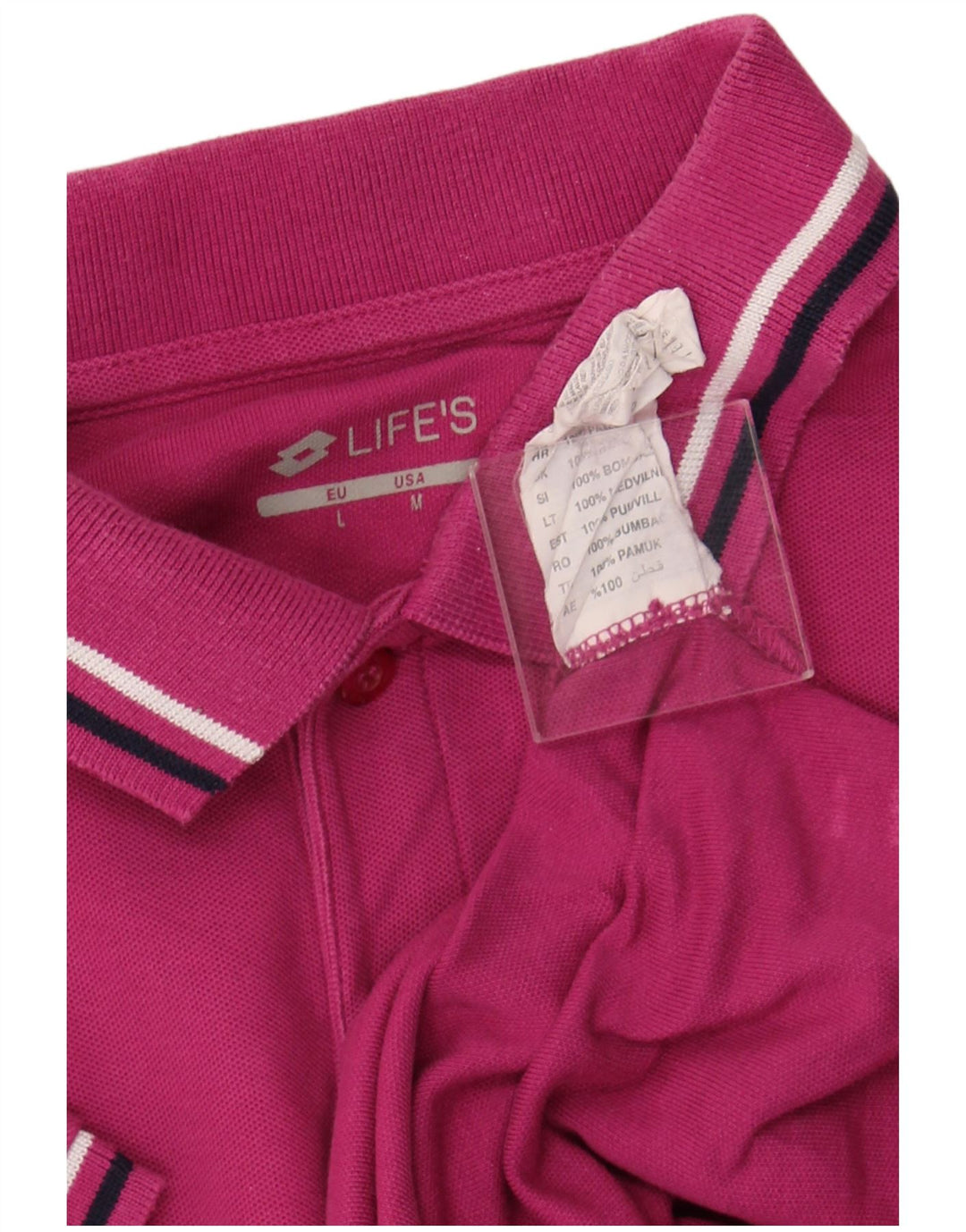 LOTTO Mens Polo Shirt Medium Pink Cotton