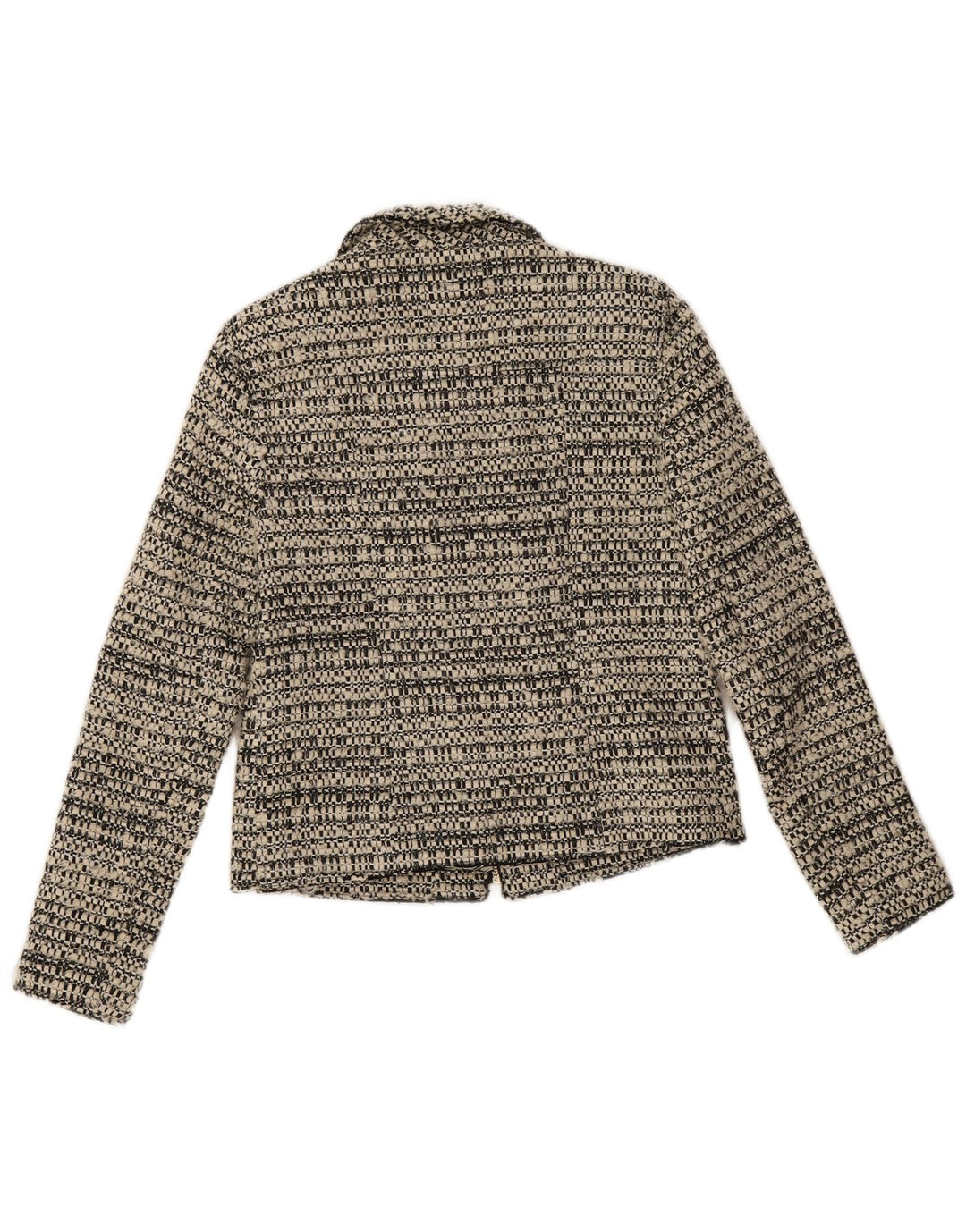 Zara Womens Full Zip Blazer Jacket UK 10 Petit Gris Moucheté