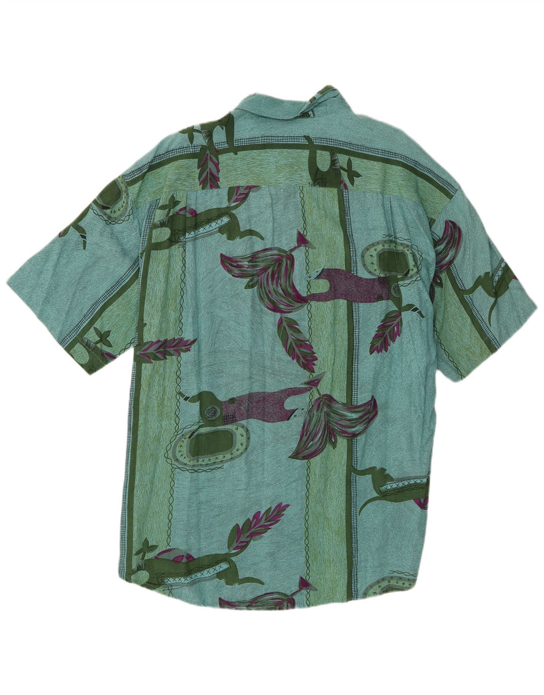 Chemise à manches courtes Vintage pour hommes, motif abstrait, Viscose verte XL