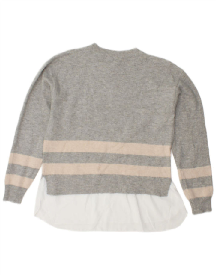 M&Co Pull ras du cou pour femme UK 10 Petit gris rayé en polyester