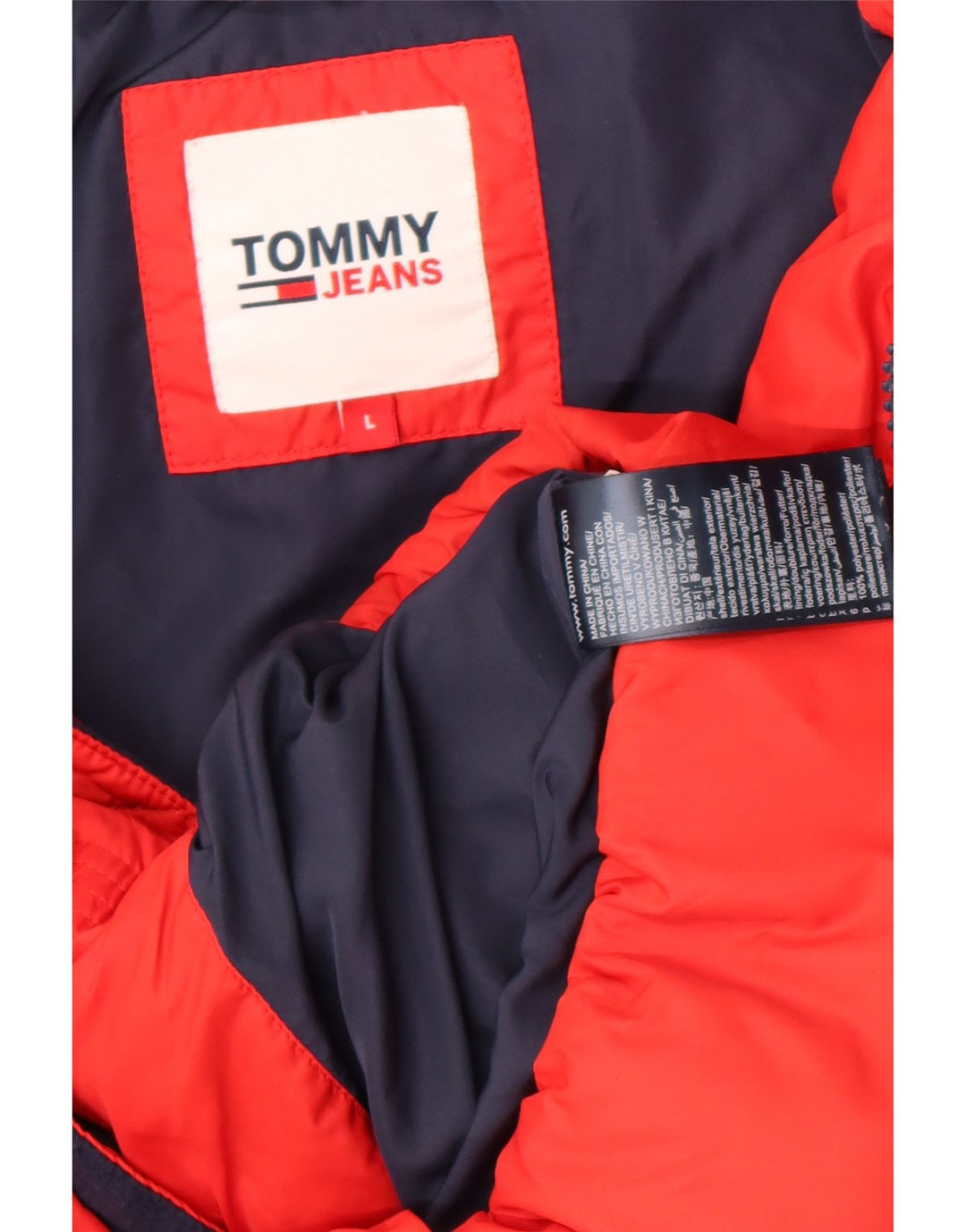 Tommy Hilfiger Veste matelassée à capuche pour homme UK 40 Large Rouge Polyester