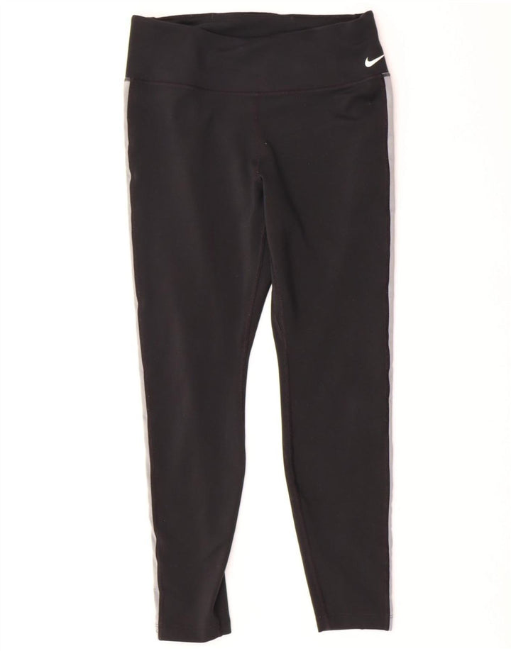 NIKE Womens Crop Graphic Leggings UK 12 Medium  Black Polyester Vintage Nike and Second-Hand Nike from Messina Hembry 