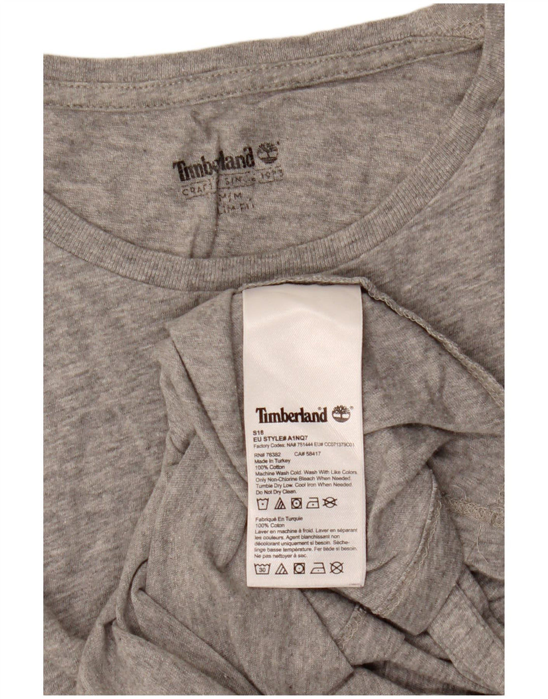 Timberland T-Shirt Slim Fit Homme Gris Moyen Coton
