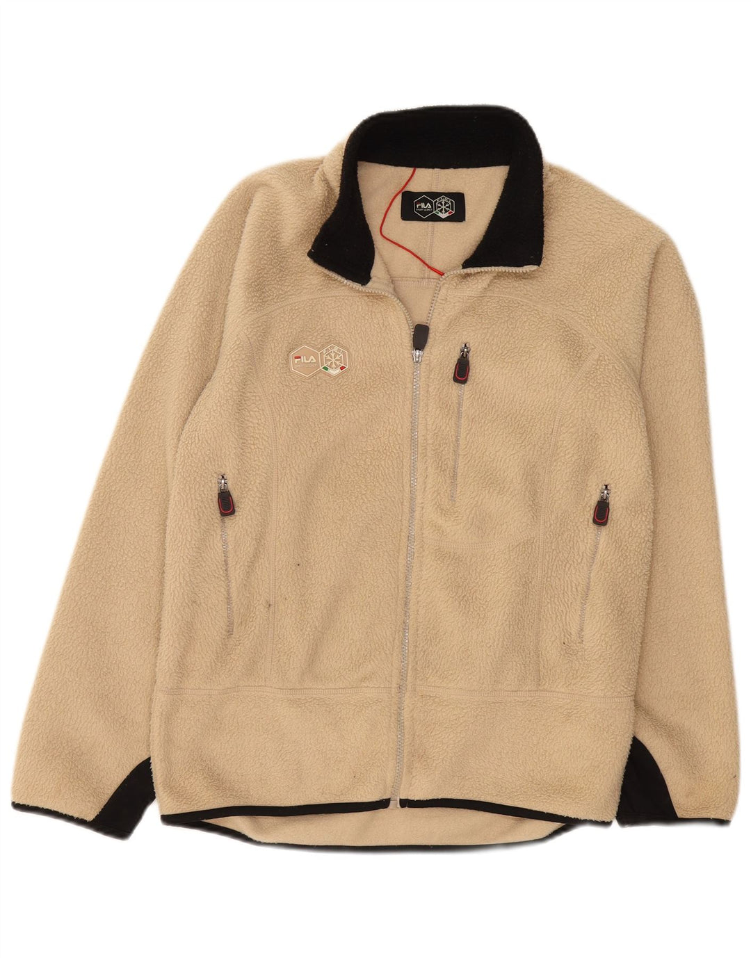 FILA Veste polaire homme UK 36 Small Beige Colourblock Polyester