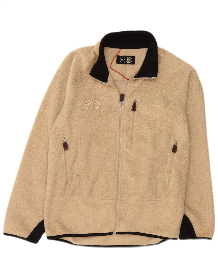 FILA Veste polaire homme UK 36 Small Beige Colourblock Polyester