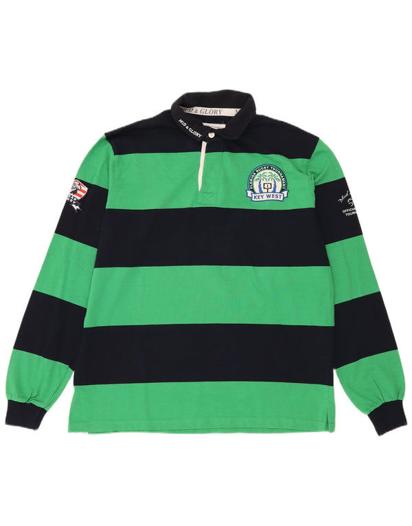 Mud & Glory Polo de rugby à manches longues pour homme XL rayé vert
