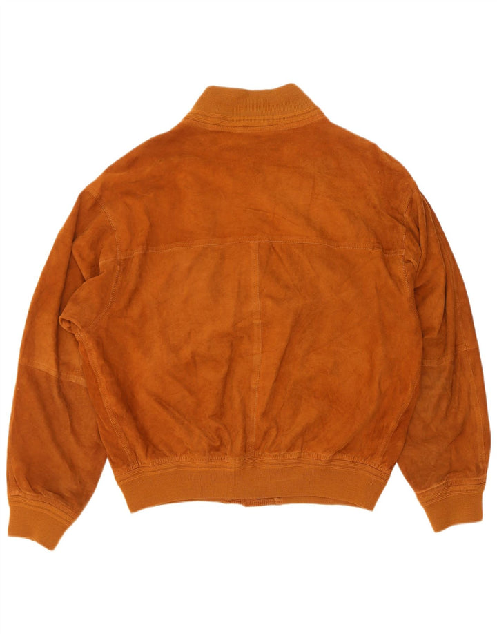 vintage Mens Suede Bomber Jacket IT 50 Grand Cuir Marron