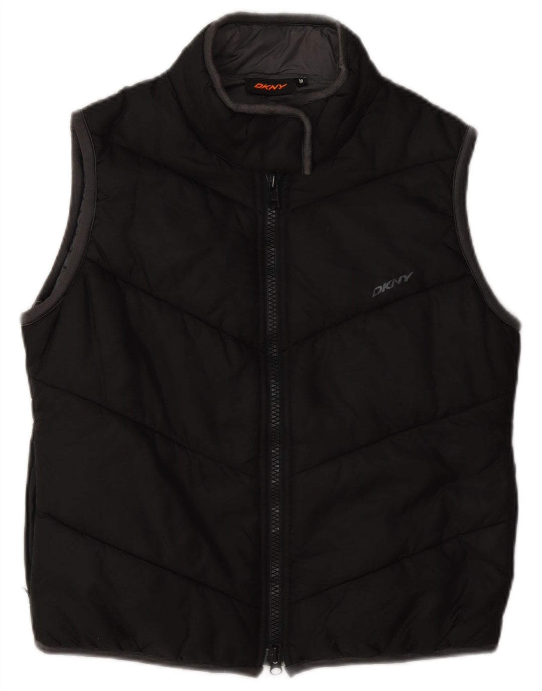 Dkny Gilet rembourré graphique pour femme UK 14 Medium Black Nylon