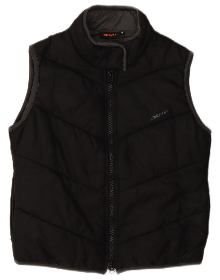 Dkny Gilet rembourré graphique pour femme UK 14 Medium Black Nylon