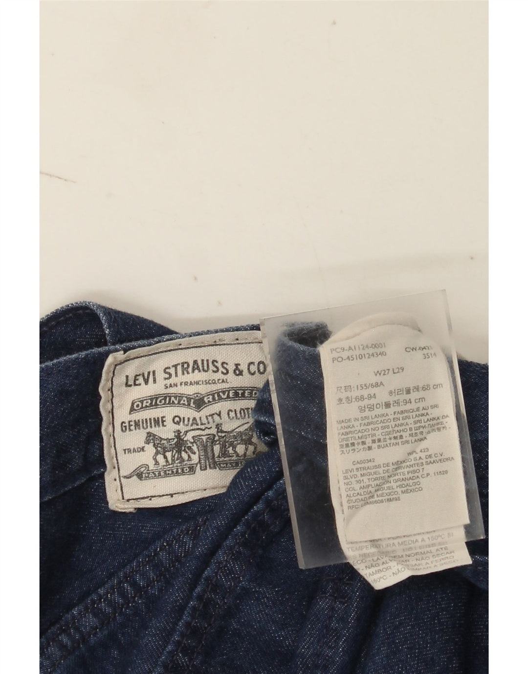 Levi's Jean Droit Femme W27 L29 Bleu Marine Coton