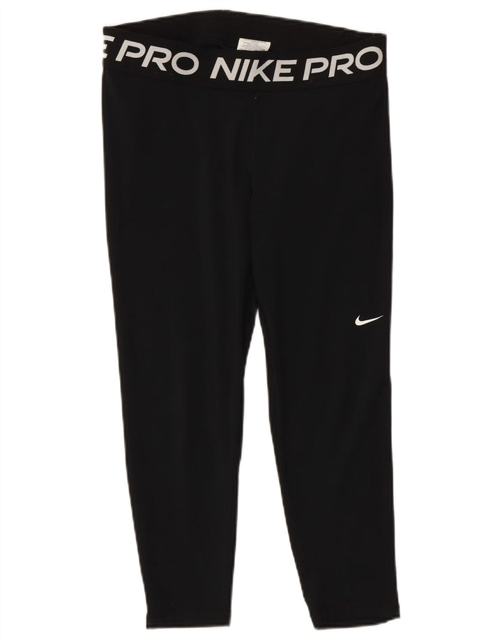 NIKE Legging graphique Dri Fit pour femme UK 14 Large Noir Polyester