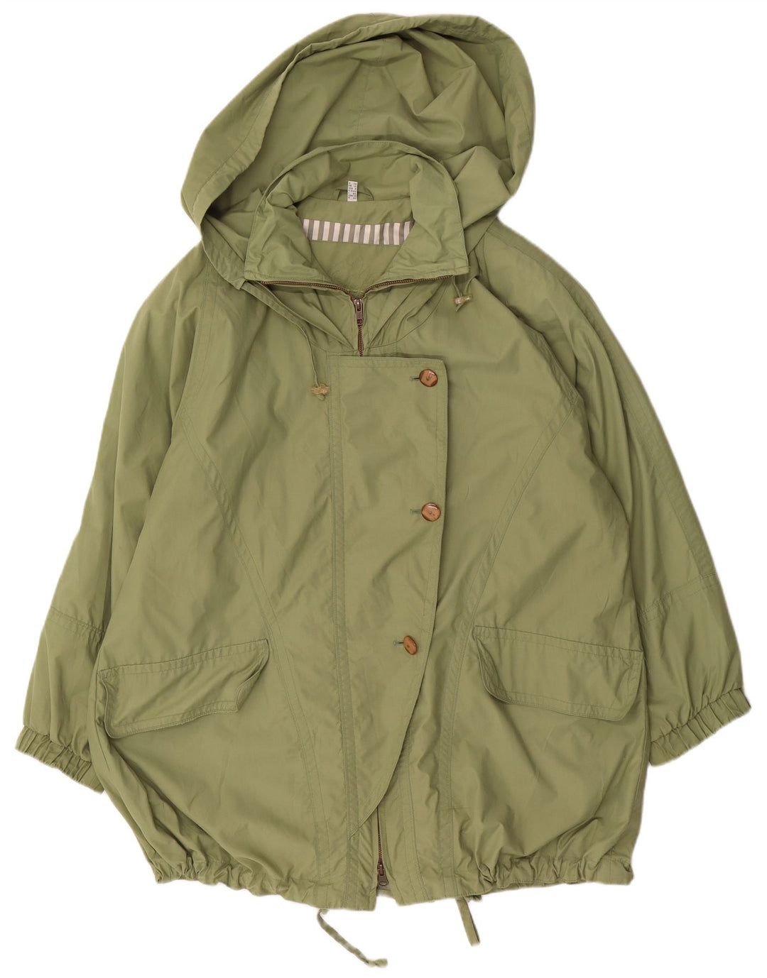 Gallery Veste de pluie surdimensionnée à capuche pour femme UK 12 Vert moyen Polyester