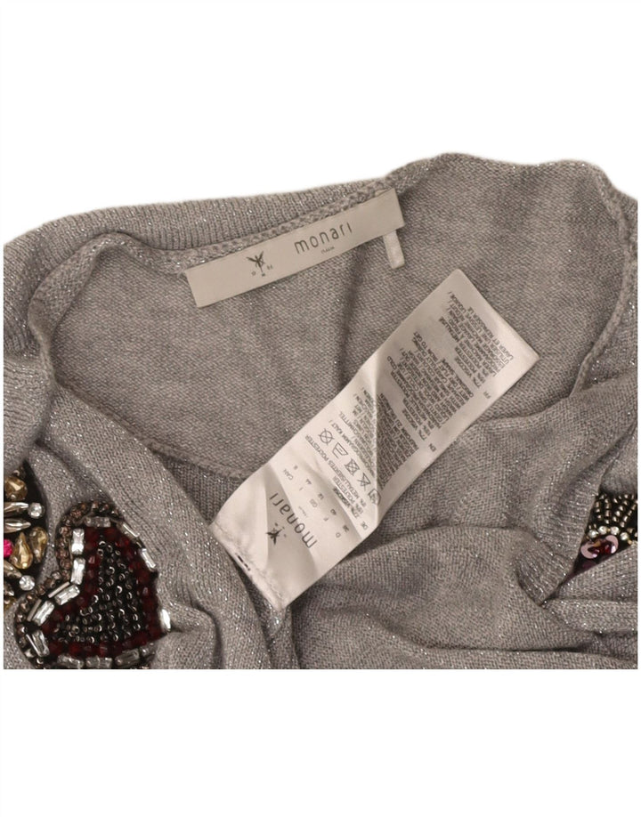 MONARI Womens Loose Fit Blouse Top UK 12 Medium Grey Flecked Viscose