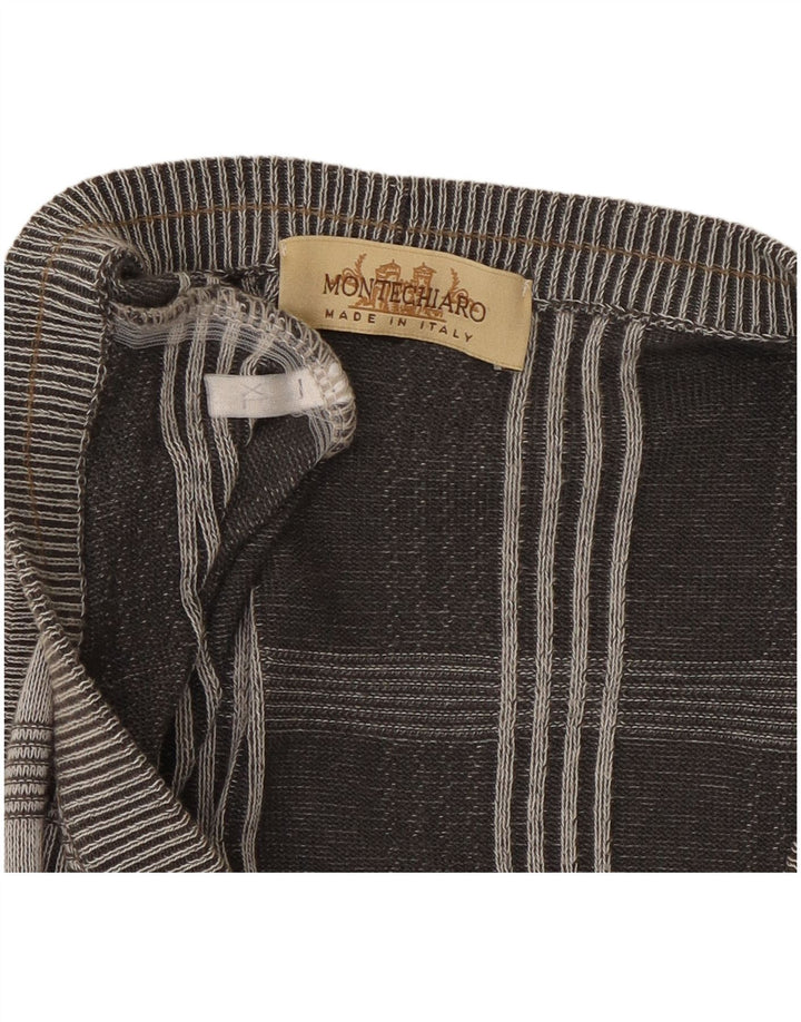 MONTECHIARO Cardigan sans manches pour homme XL Gris à carreaux