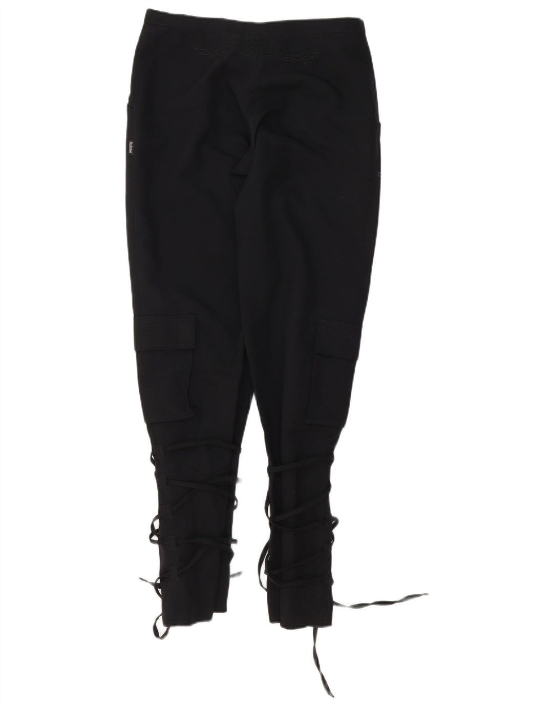 Pantalon Cargo Droit Femme Vintage IT 42 Moyen W28 L32 Noir