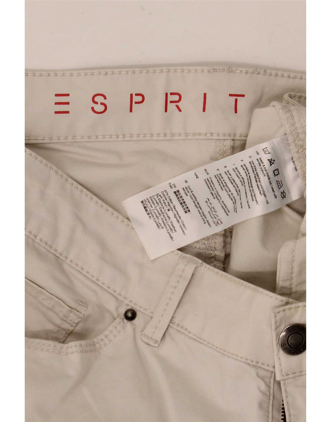 Esprit Pantalon décontracté slim femme W34 L32 Beige Coton