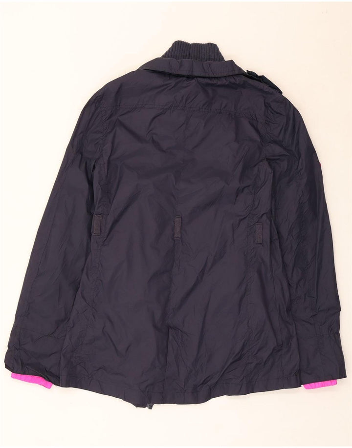 Superdry Veste de Pluie Double Boutonnage Femme UK 12 Medium Bleu Marine Nylon