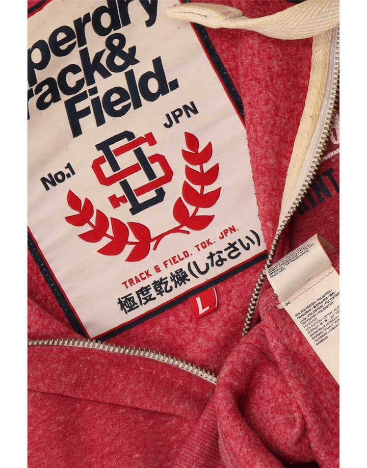 Superdry Pull à capuche zippé graphique pour homme Grand polyester moucheté rouge