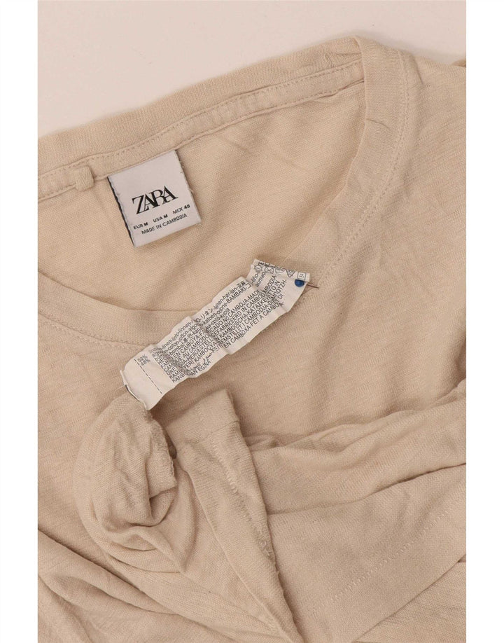Zara Homme T-Shirt Top Lin Beige Moyen
