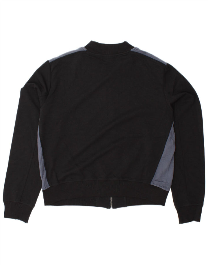 BENETTON Veste de survêtement courte pour femme UK 16 Large Noir Colourblock