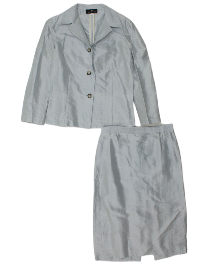 Alberto Biani Ensemble jupe 2 pièces 3 boutons pour femme IT 42 Medium W26 Soie bleue