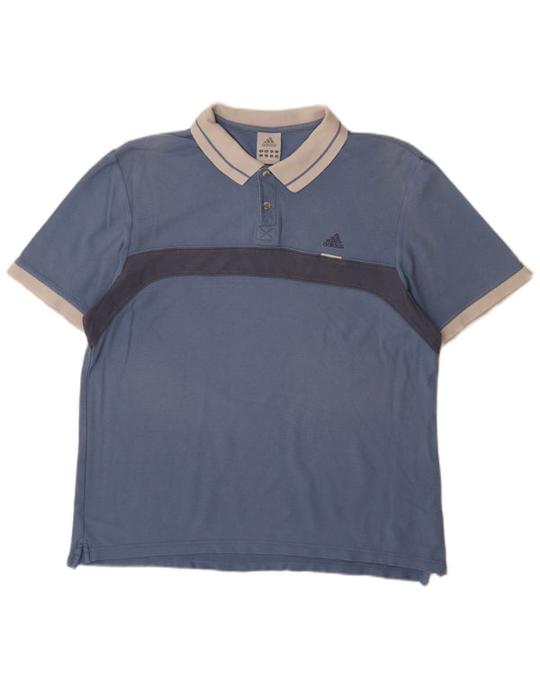 ADIDAS Polo Homme XL Bleu Colorblock Coton
