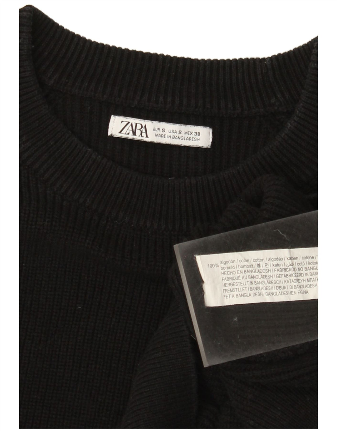 Zara Pull Col Bateau Homme Petit Noir Coton