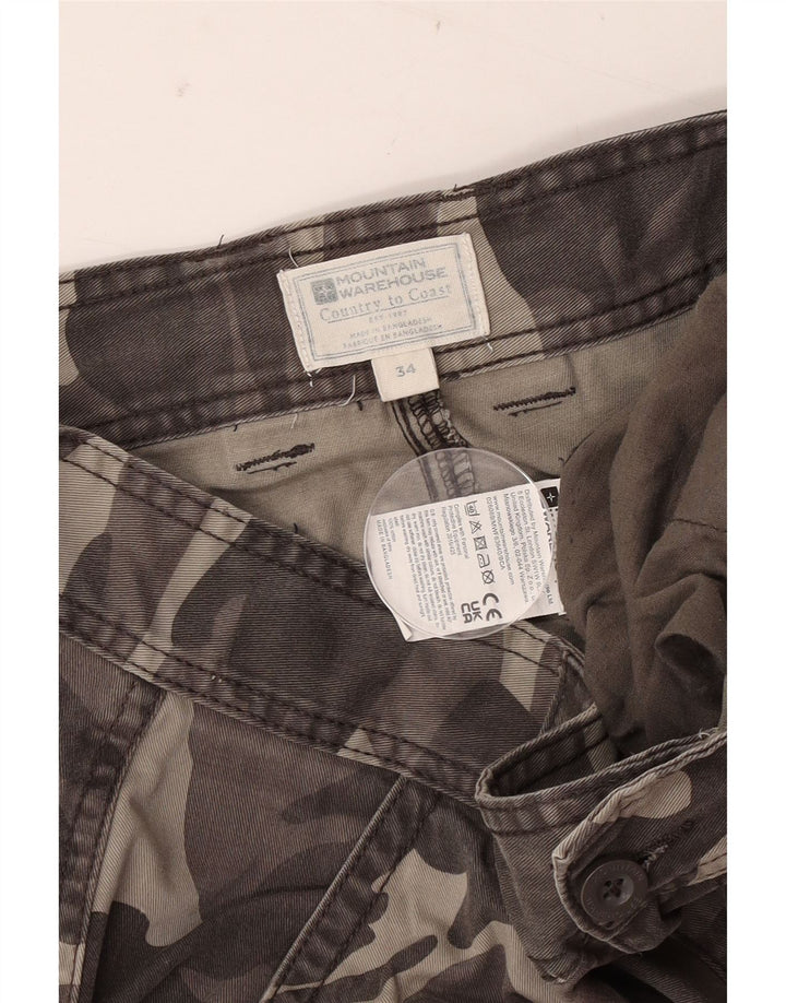 Mountain Warehouse Short cargo pour homme W34 en coton camouflage grand gris