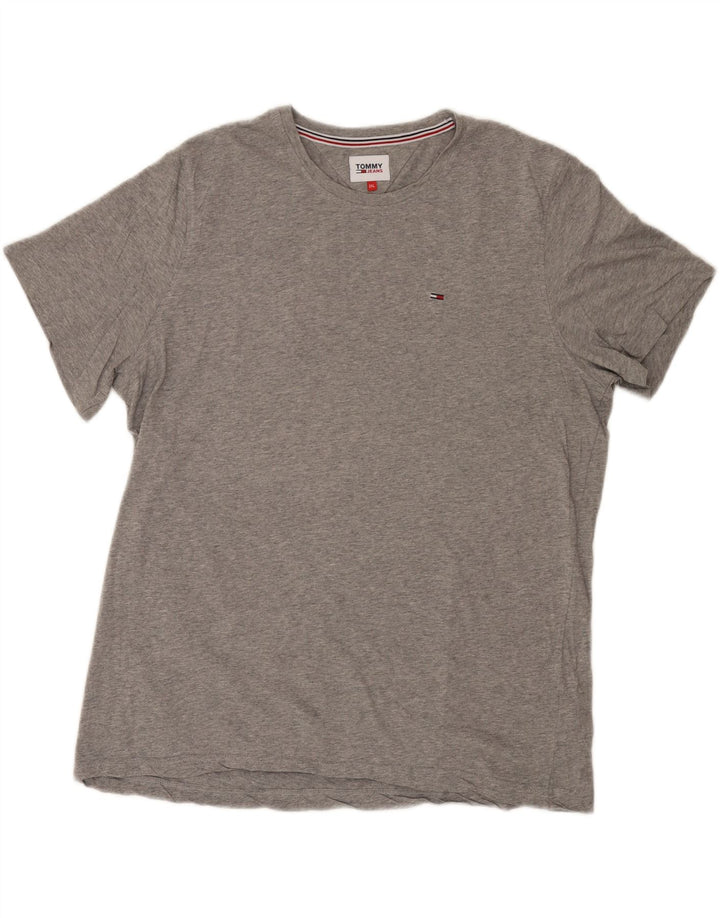 TOMMY HILFIGER T-Shirt Femme Top UK 20 2XL Gris Coton