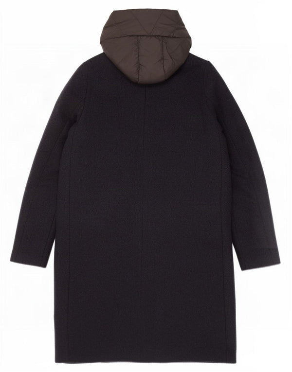 Superdry Manteau rembourré à capuche pour femme UK 10 Small Bleu marine Polyester