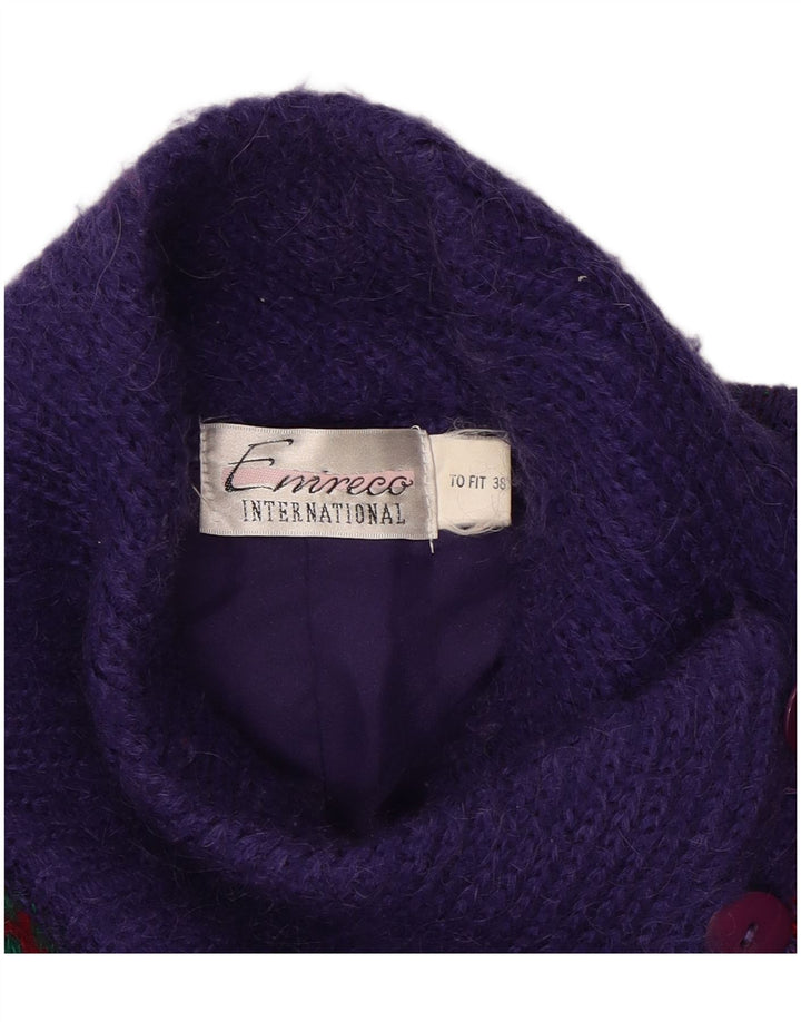 EMRECO Womens Cardigan Sweater EU 38 Medium Purple Argyle/Diamond Acrylic