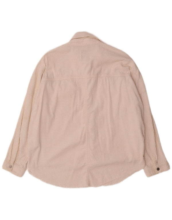 Zara Chemise surdimensionnée en velours côtelé pour femme UK 10 Petit coton blanc