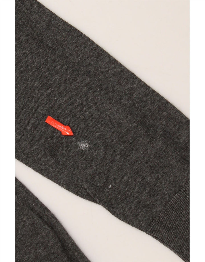 Zara Pull Col V Homme Gris Moyen Soie