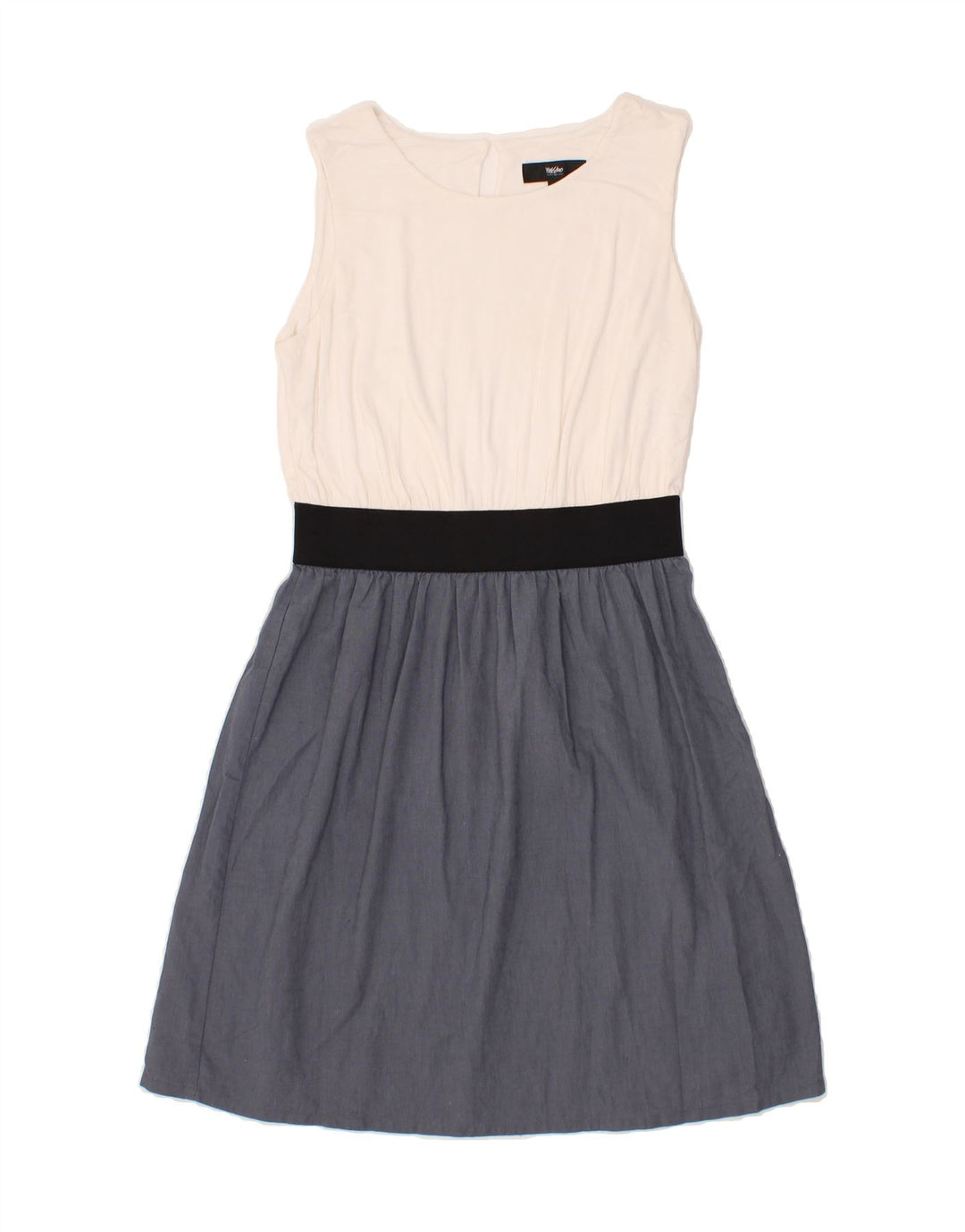 MOSSIMO Womens Sleeveless A-Line Dress UK 14 Medium Blue Colourblock Rayon Vintage Mossimo and Second-Hand Mossimo from Messina Hembry 