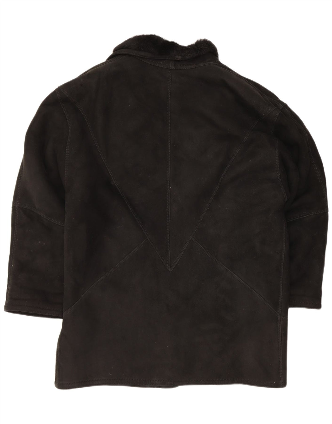 vintage Femme Manteau en peau de mouton surdimensionné IT 46 Grand Shearling noir
