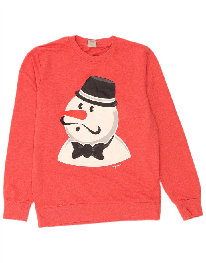 Jack & Jones Sweat-Shirt Graphique Homme Rouge Moyen Polyester Hiver