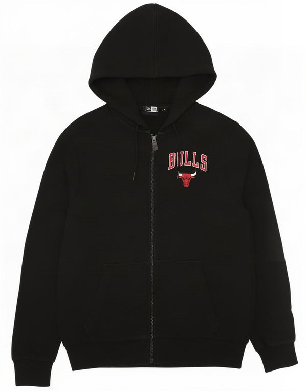 New Era Pull à capuche zippé graphique Chicago Bulls pour homme Petit coton noir